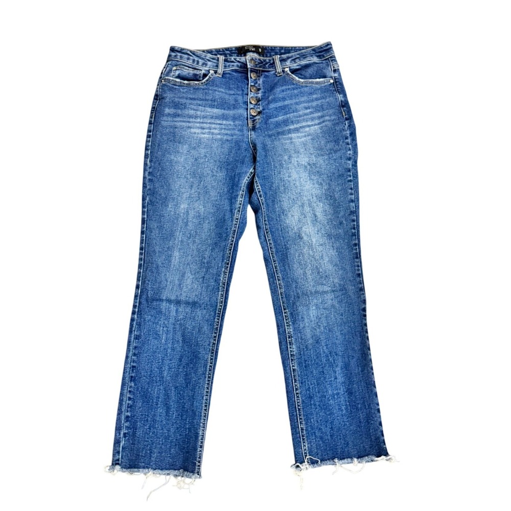 Stitch‎ Star Jeans Womens Size 10 Button Fly Straight Raw Hem Denim